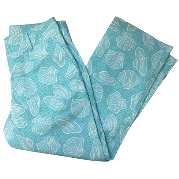 LILLY Pulitzer Seashell Print Cropped Pant Capri Cotton White Label Vintage - Picture 4 of 11